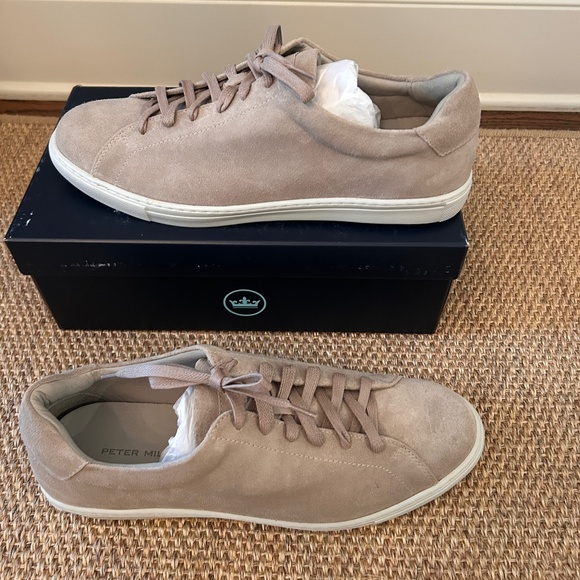 NWB Men Peter Millar Vantage Lite Suede Sneaker Beige Pearl Grey 13 #MS25XF55 - Picture 1 of 12